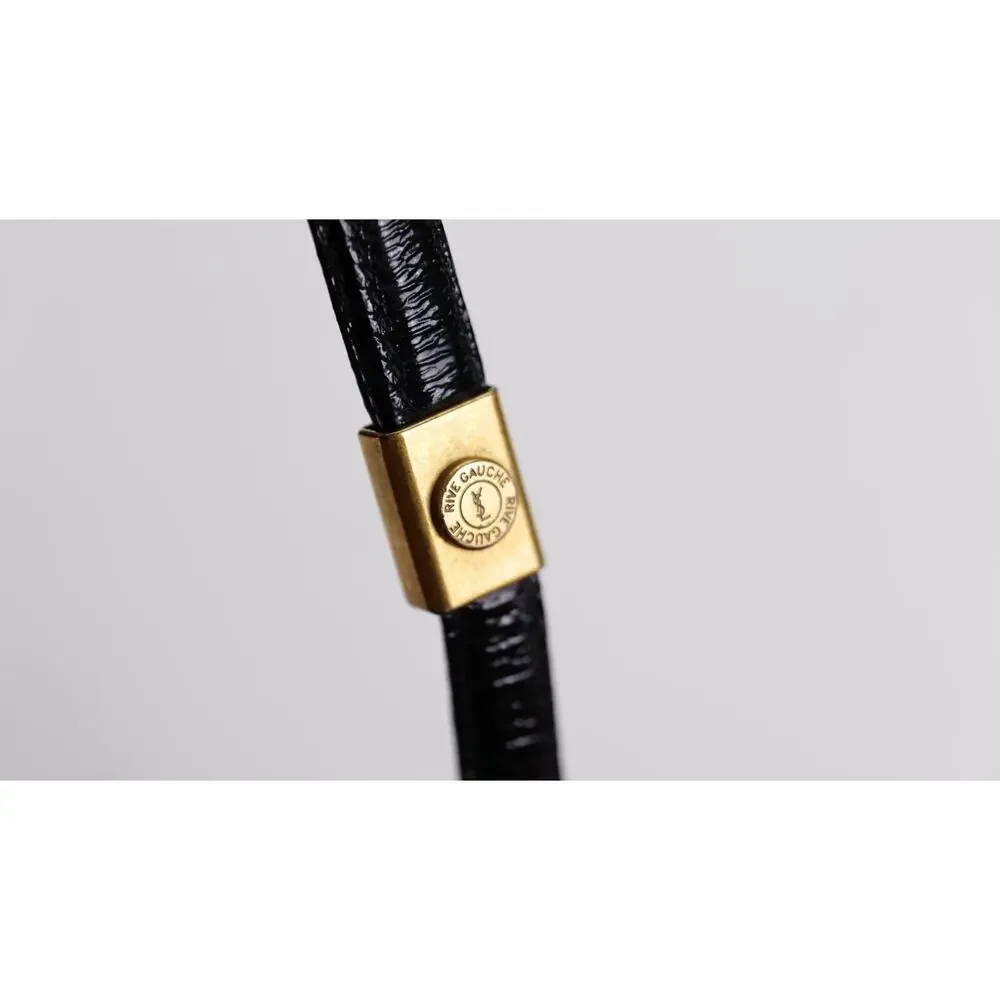 Yves Saint Laurent (YSL) Vintage Black Leather Dog Leash